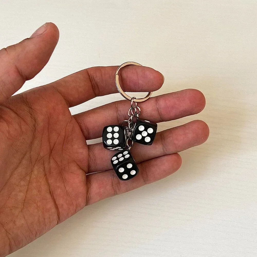y2k 2000s black dice keyring for keychain